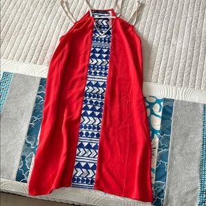 THML Resort Wear Red and Blue Halter Sundress